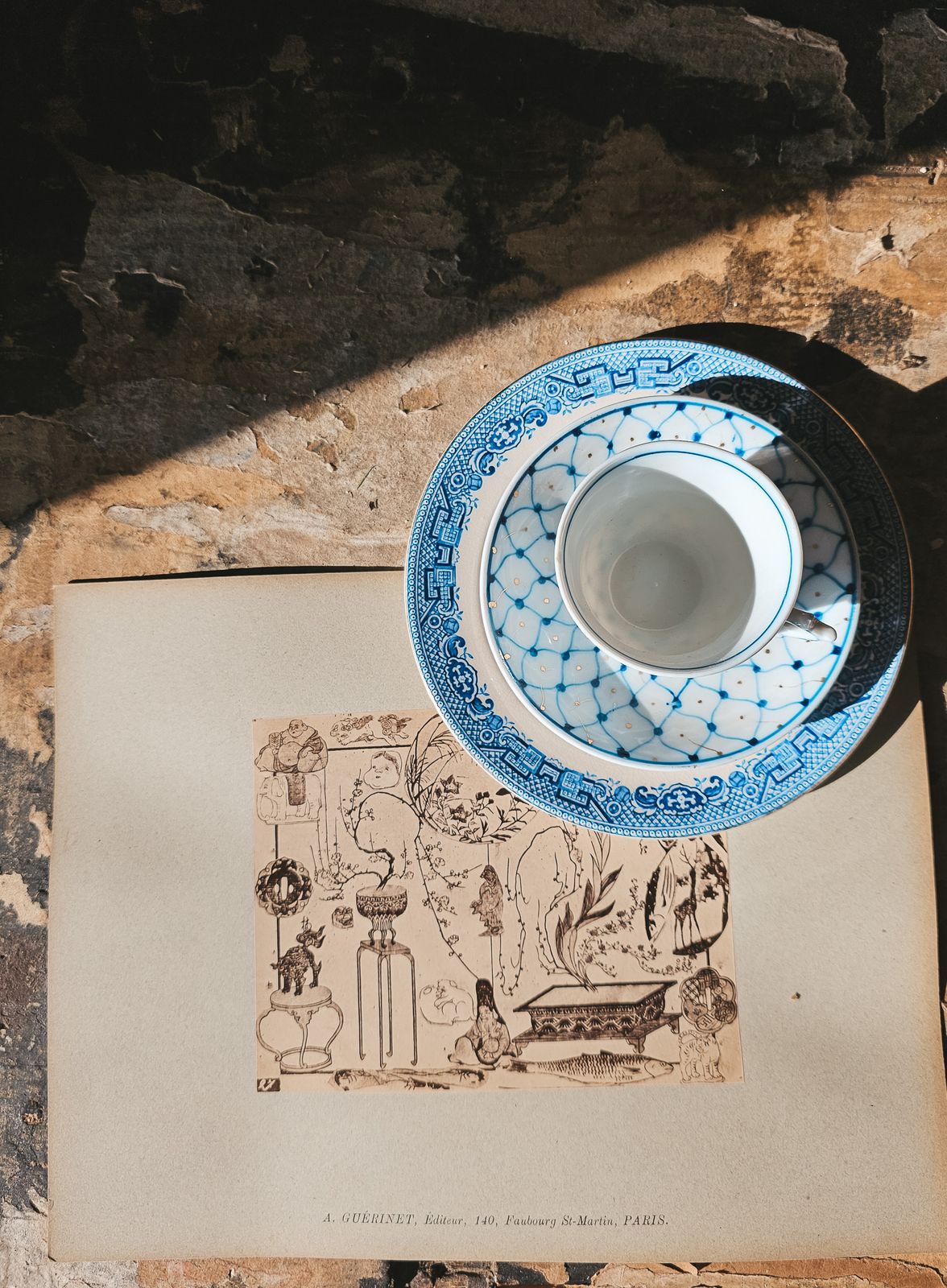 Vintage Russian Style Porcelain Demitasse Cup & Saucer   Cobalt Blue Net Pattern photo Home Decor
