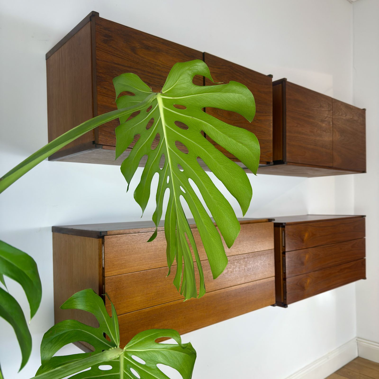 Set Of 4 Mid Century Teak Floating Wall Cabinets By Beaver & Tapley