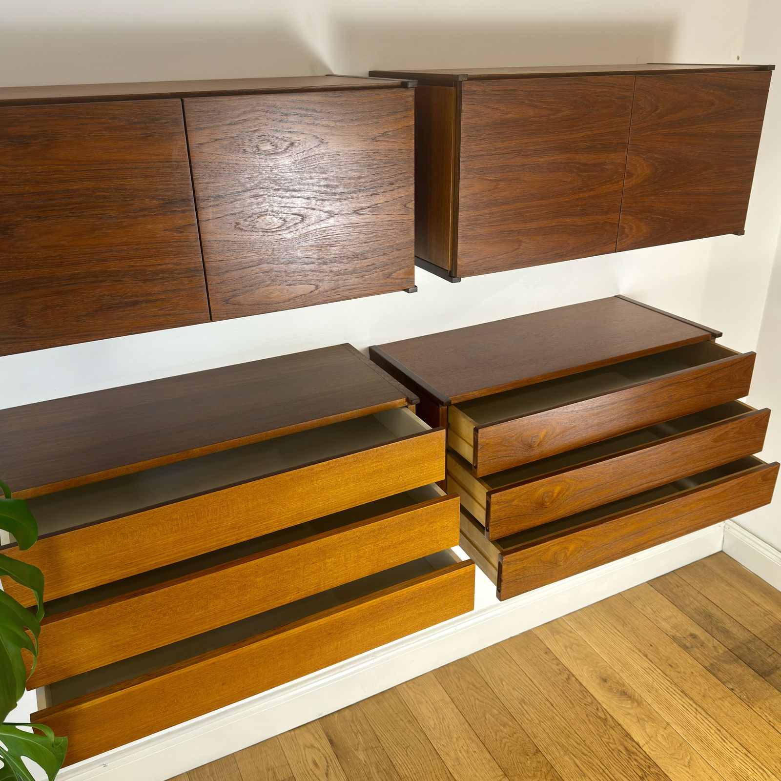 Set Of 4 Mid Century Teak Floating Wall Cabinets By Beaver & Tapley photo Furniture