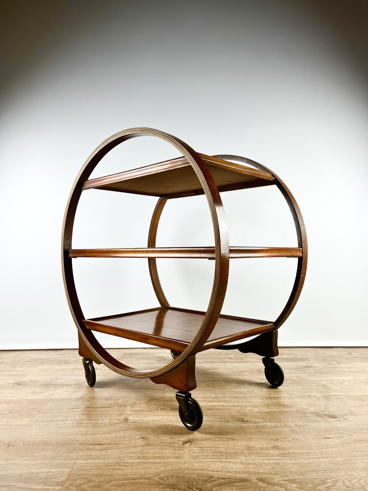 Geometric Art Deco Serving Trolley In Oak, English 1930s photo 595.0