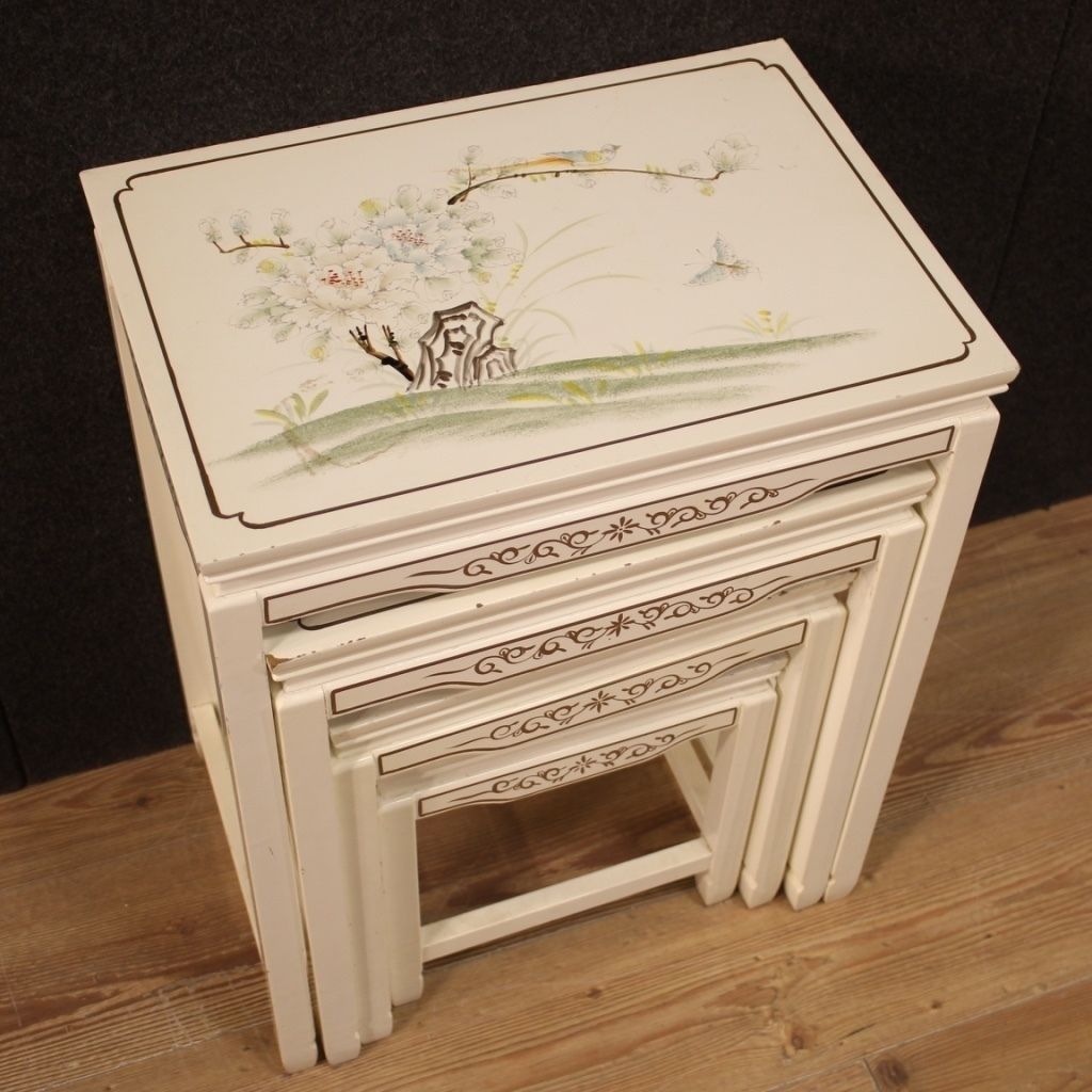 Four French Lacquered And Painted Coffee Tables photo for sale