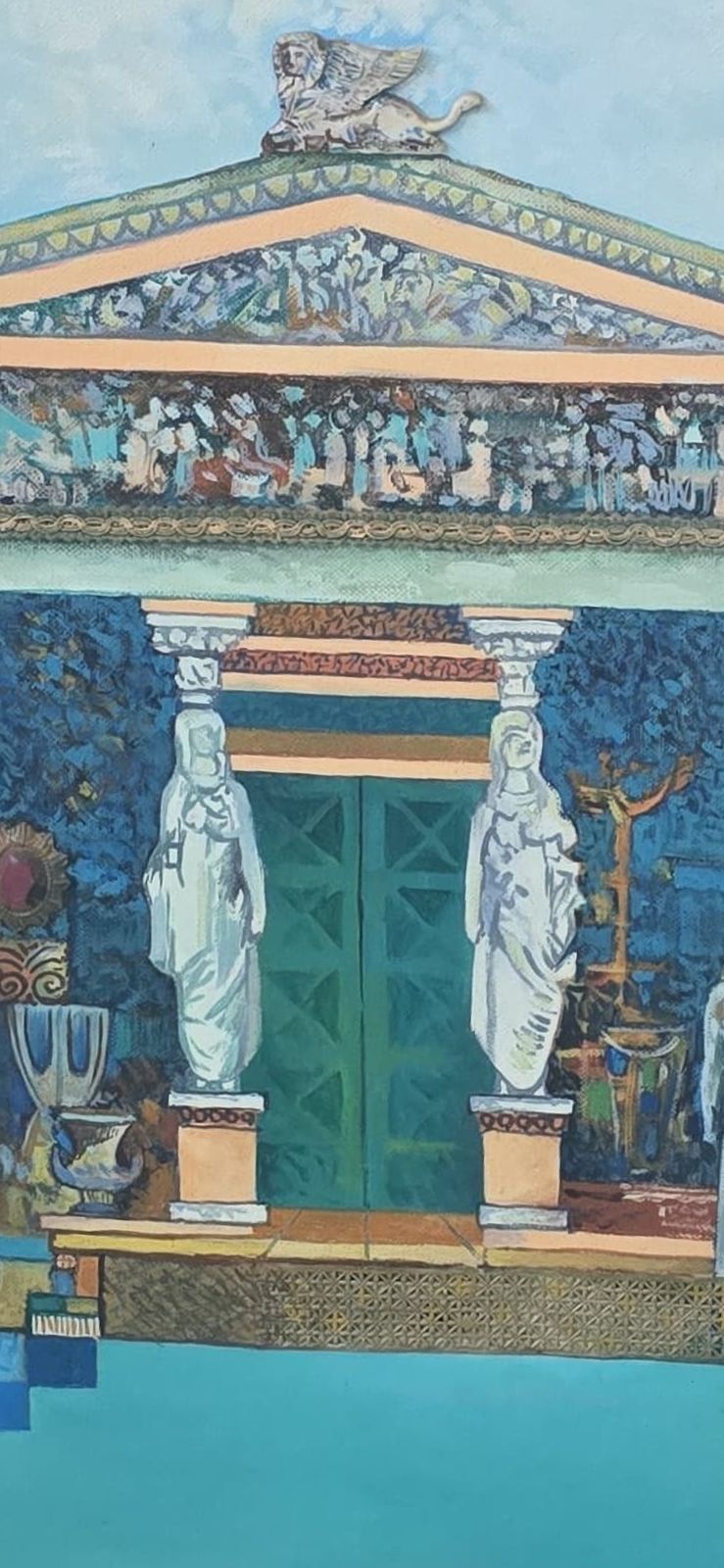 photo vinterior Unico Ed Esclusivo Dipinto Mosaico Materico Con Rilievo "Il Tesoro Di Sifno" (1993)