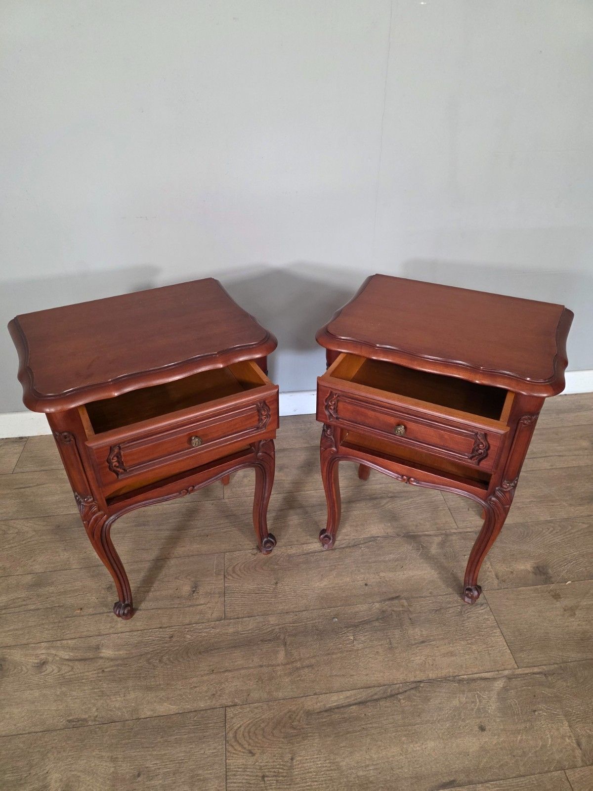 Pair Of Antique French Louis XV Style Bedside Cabinets 1960s photo vinterior