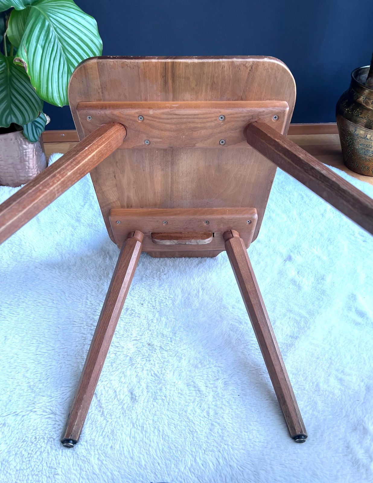 Unique Wood Accent Chair, Brutalist Mid Century Modern Farmhouse Furniture photo 347.0