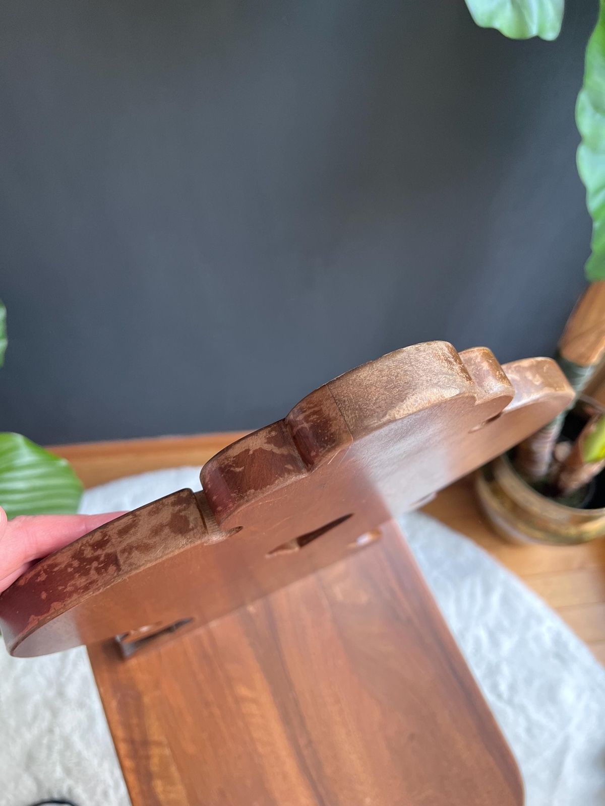 photo for sale Unique Wood Accent Chair, Brutalist Mid Century Modern Farmhouse Furniture