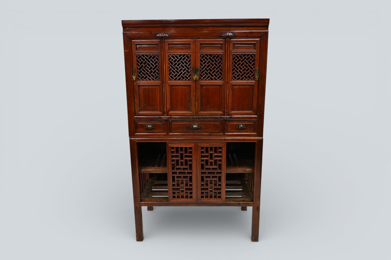 photo for sale Antique Chinese Lattice Kitchen Cabinet Lower Chicken Coop Red Free Uk Delivery*