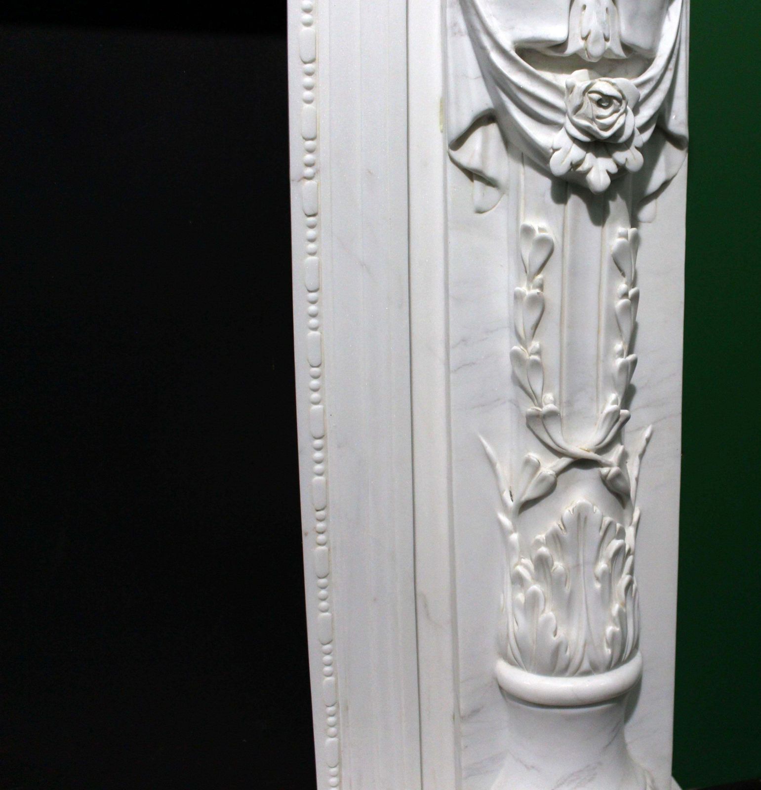 photo furniture Fine Louis XVI Style Carved White Marble Fireplace Surround With Caryatid Figure