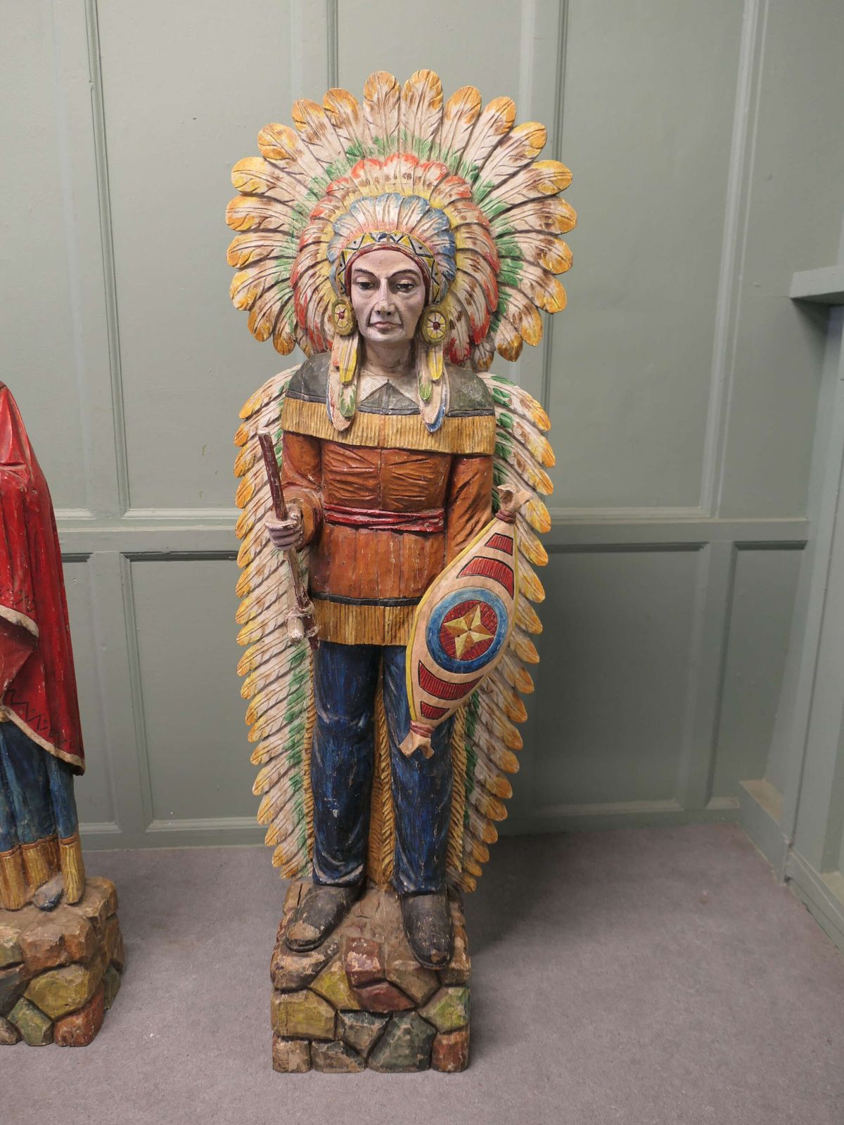 A Pair Of Carved & Painted Cigar Store American Indians, Shop Trade Signs photo furniture