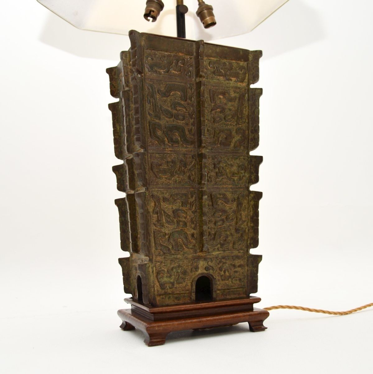 Large Antique Oriental Bronze Table Lamp photo 1105.0