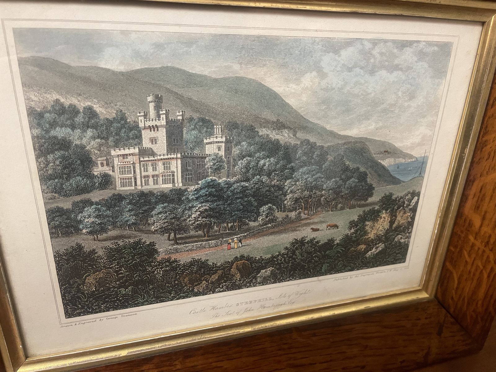 Antique George Brannon Engraving Of Castle Hambro Ventnor Isle Of Wight photo for sale
