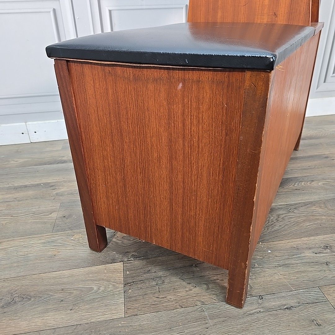 Mid Century Telephone Table Vintage Hall Bench Storage Seat Teak Effect Retro photo 160.0