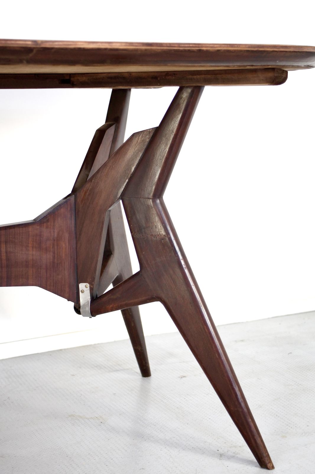 Midcentury Italian Oblong Marble Effect Table With Wood Base. photo vinterior