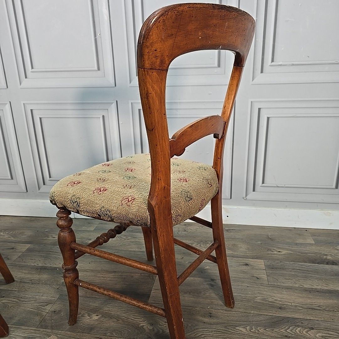 photo buy Antique Victorian Dining Chairs Walnut Balloon Back Bedroom Hall Seats Pair