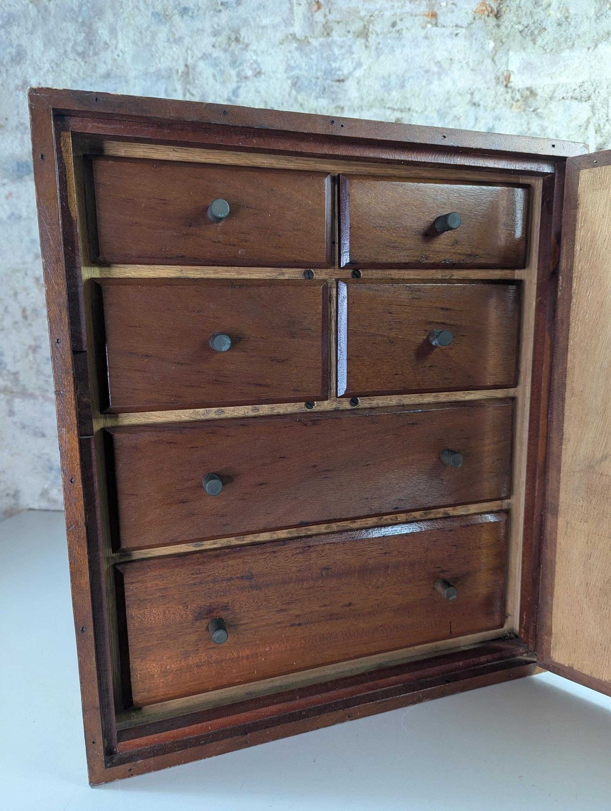 Vintage Wooden Cabinet With Drawers And Working Lock photo furniture