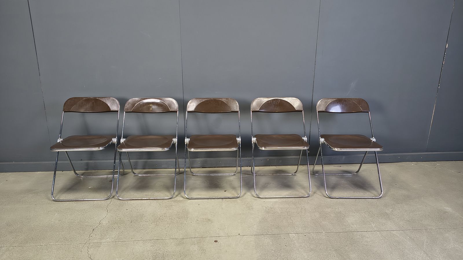 Vintage  Folding Chairs Plia Giancarlo Piretti For Castelli, 1970s, Set Of 5