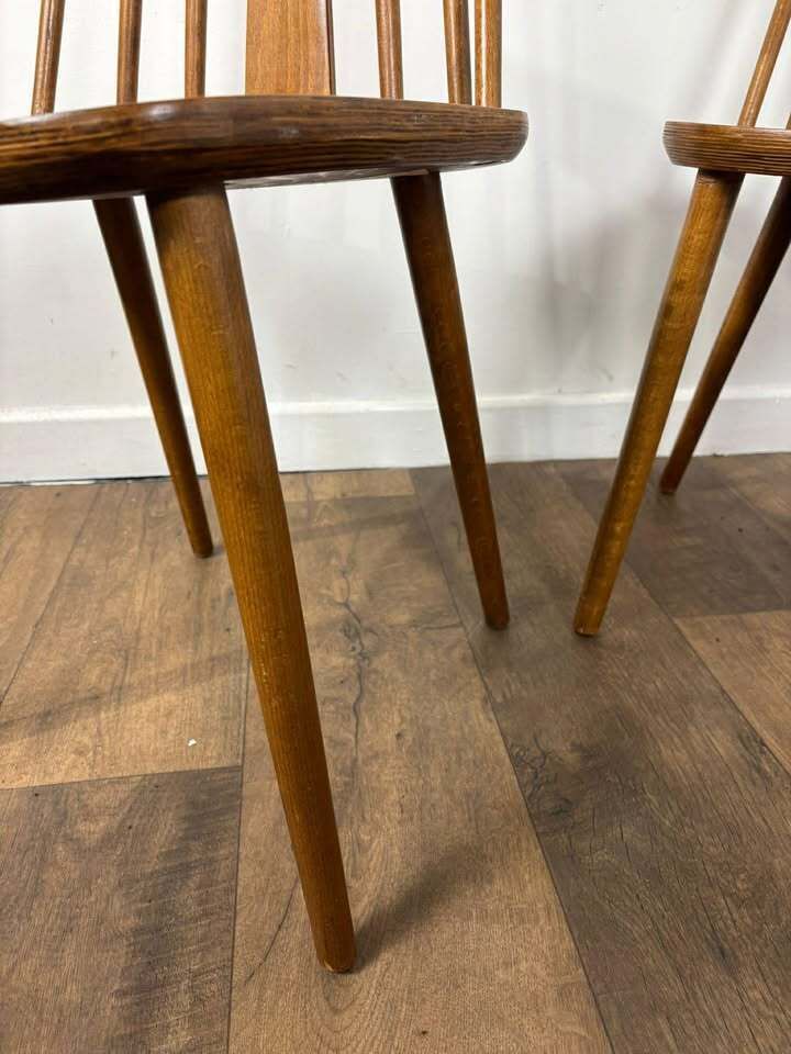 photo buy Set Of Four Rodanski Mid Century Danish Style Stick Back Dining Chairs