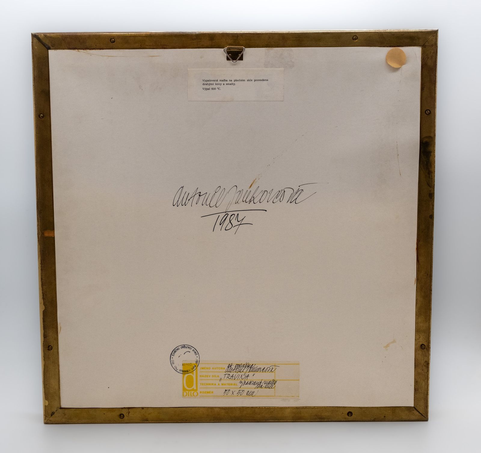 Antonie Jankovcová Fired Enamel Painting With Precious Metals On Glass Postmodern Czech 1980s photo vinterior