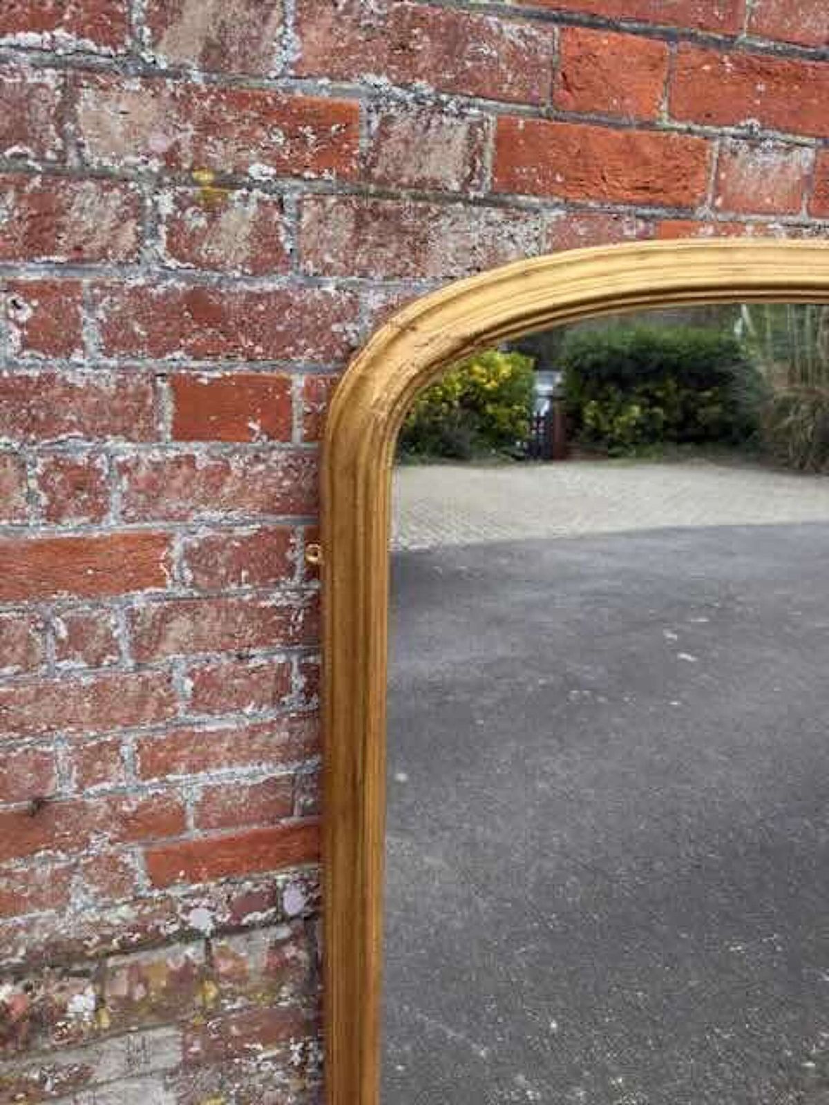 A Delightful Large Antique English 19th C Carved Wood & Gesso Gilt Overmantle Mirror. photo furniture