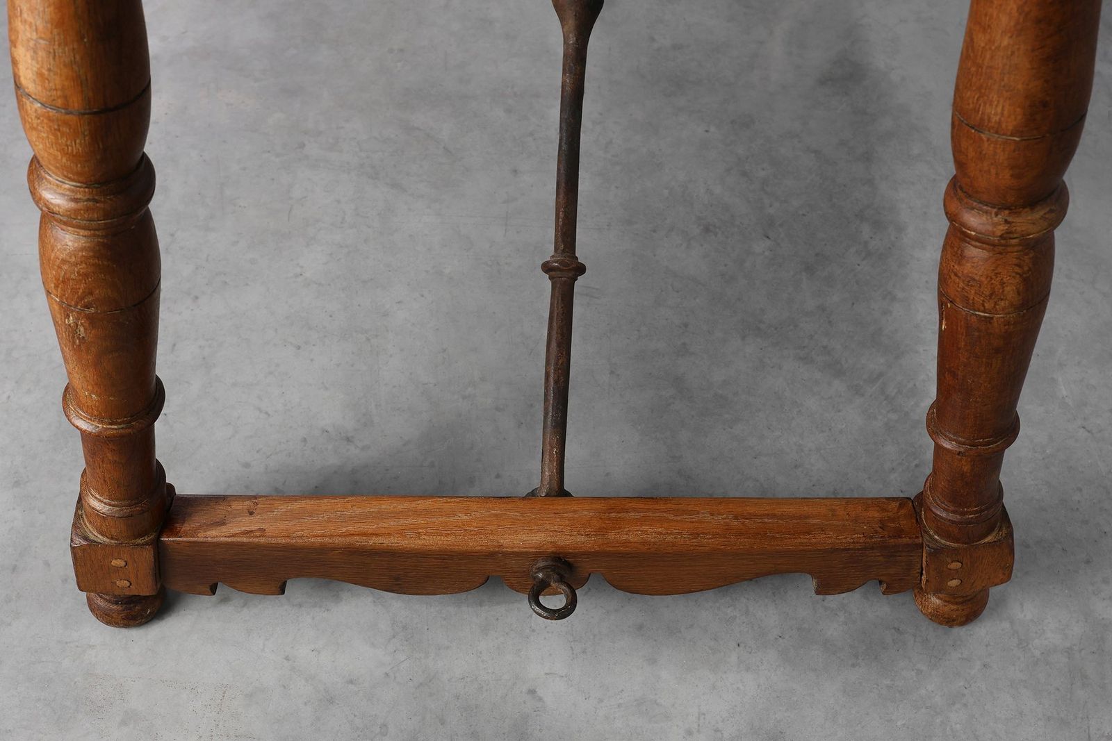 Furniture Antique Spanish Walnut Trestle Table With Iron Stretcher, 1700s photo