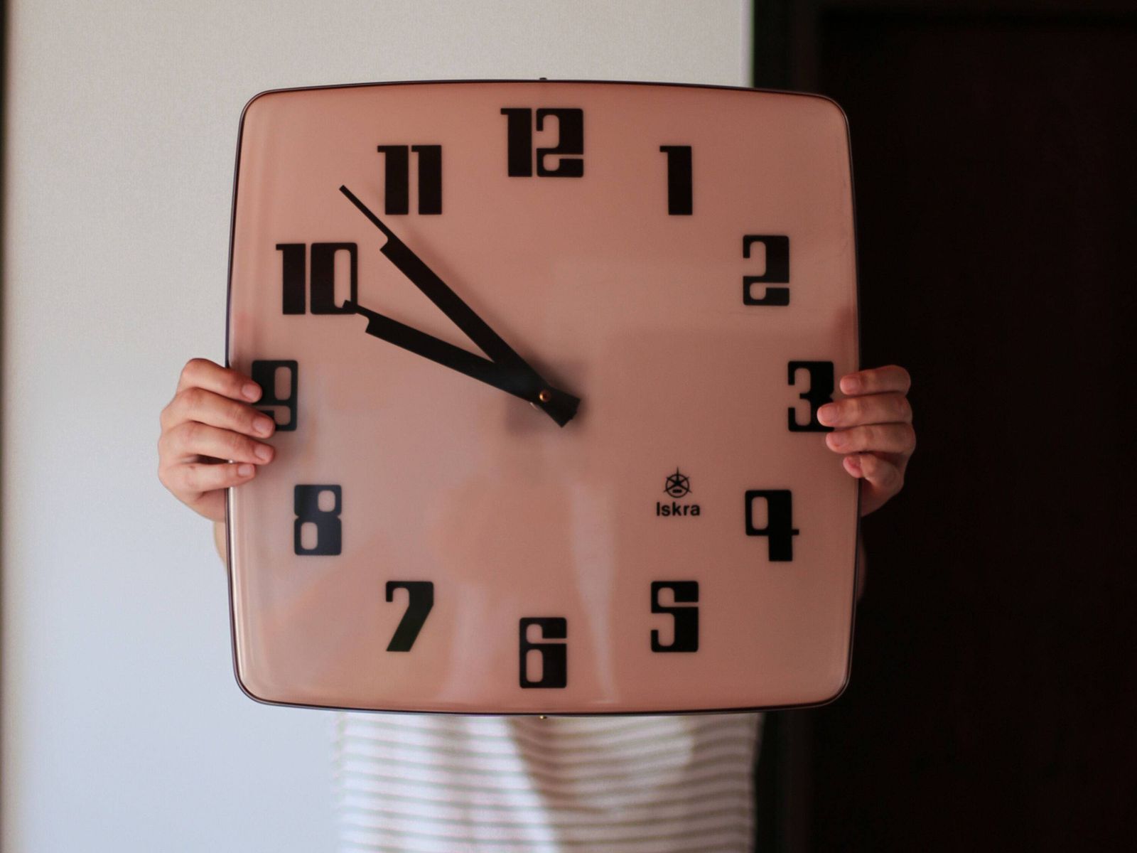 Xl Iskra Wall Clock: Smoky Pink Space Age Retro Design, Made In Yugoslavia photo buy