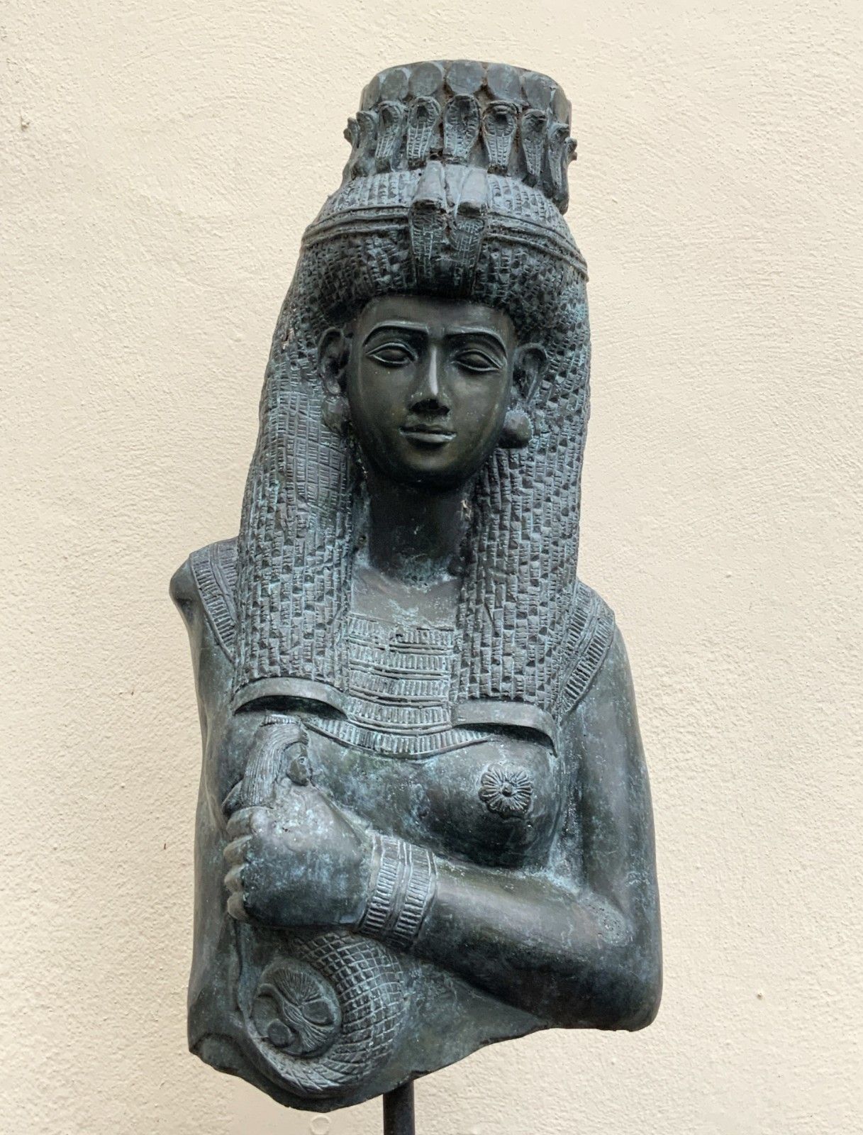 Large Exceptional Bronze Sculpture Cleopatra Egyptian Revival With Marble Stand photo buy