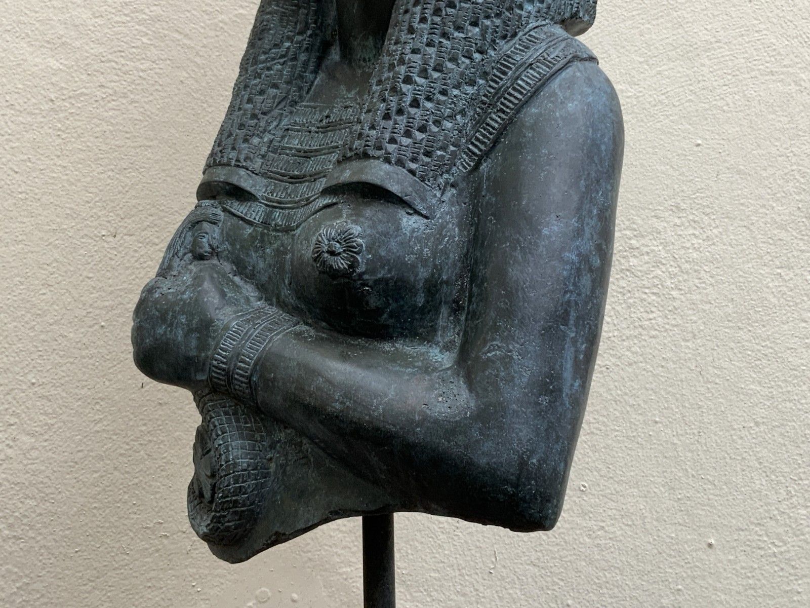 1650.0 Large Exceptional Bronze Sculpture Cleopatra Egyptian Revival With Marble Stand photo