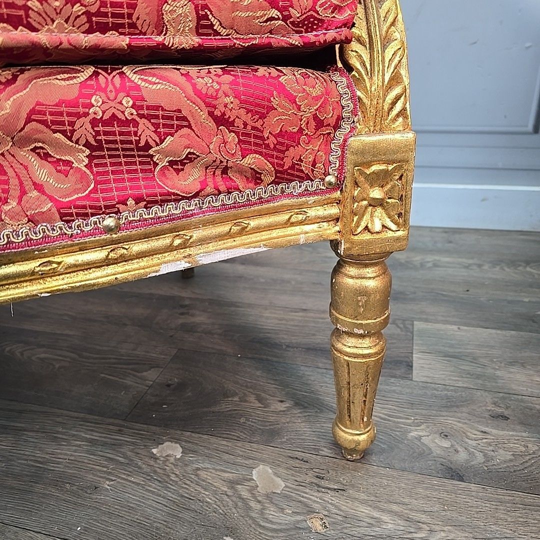 620.0 Antique Gilt Armchairs Button Back French Louis Belle époque Revival Chairs photo