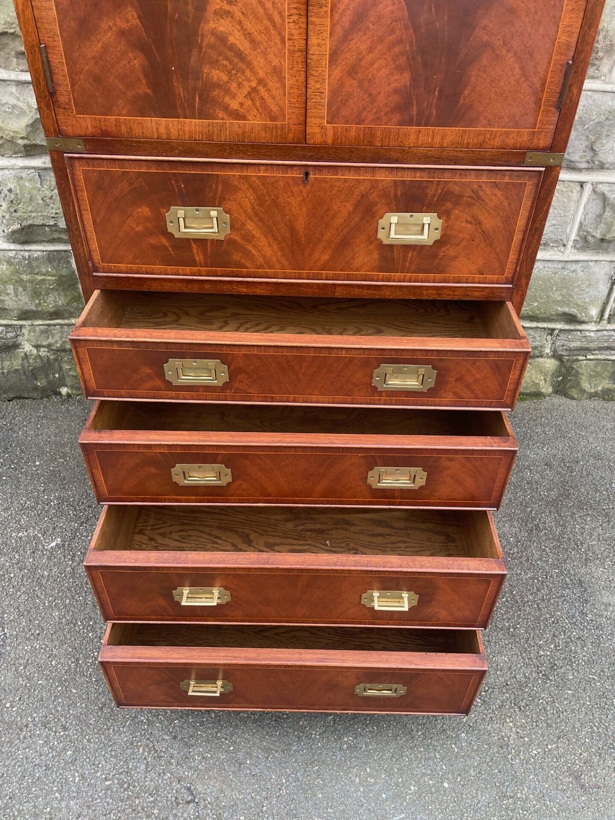 Quality Brass Bound Mahogany Secretaire Chest photo furniture