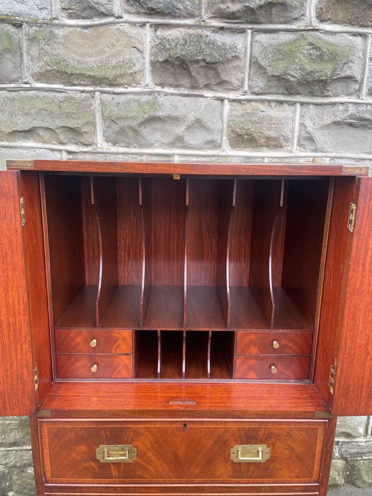Quality Brass Bound Mahogany Secretaire Chest photo vintage