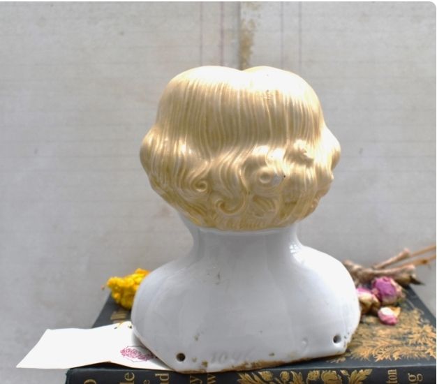 Antique 1880s Abg Very Large Doll Head: Blonde Hair Rosalie Whyel Provenance photo Home Decor