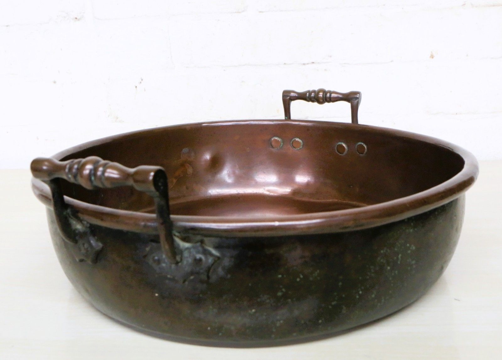 Antique 19th C. Copper Pan Cooking Pot Never Polished 36.5 Cm Excellent Patina photo furniture
