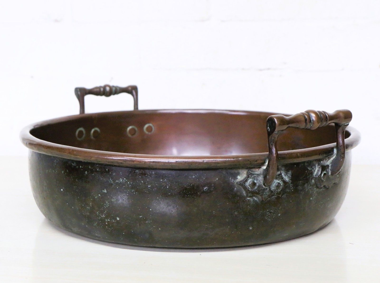 Antique 19th C. Copper Pan Cooking Pot Never Polished 36.5 Cm Excellent Patina photo 168.0