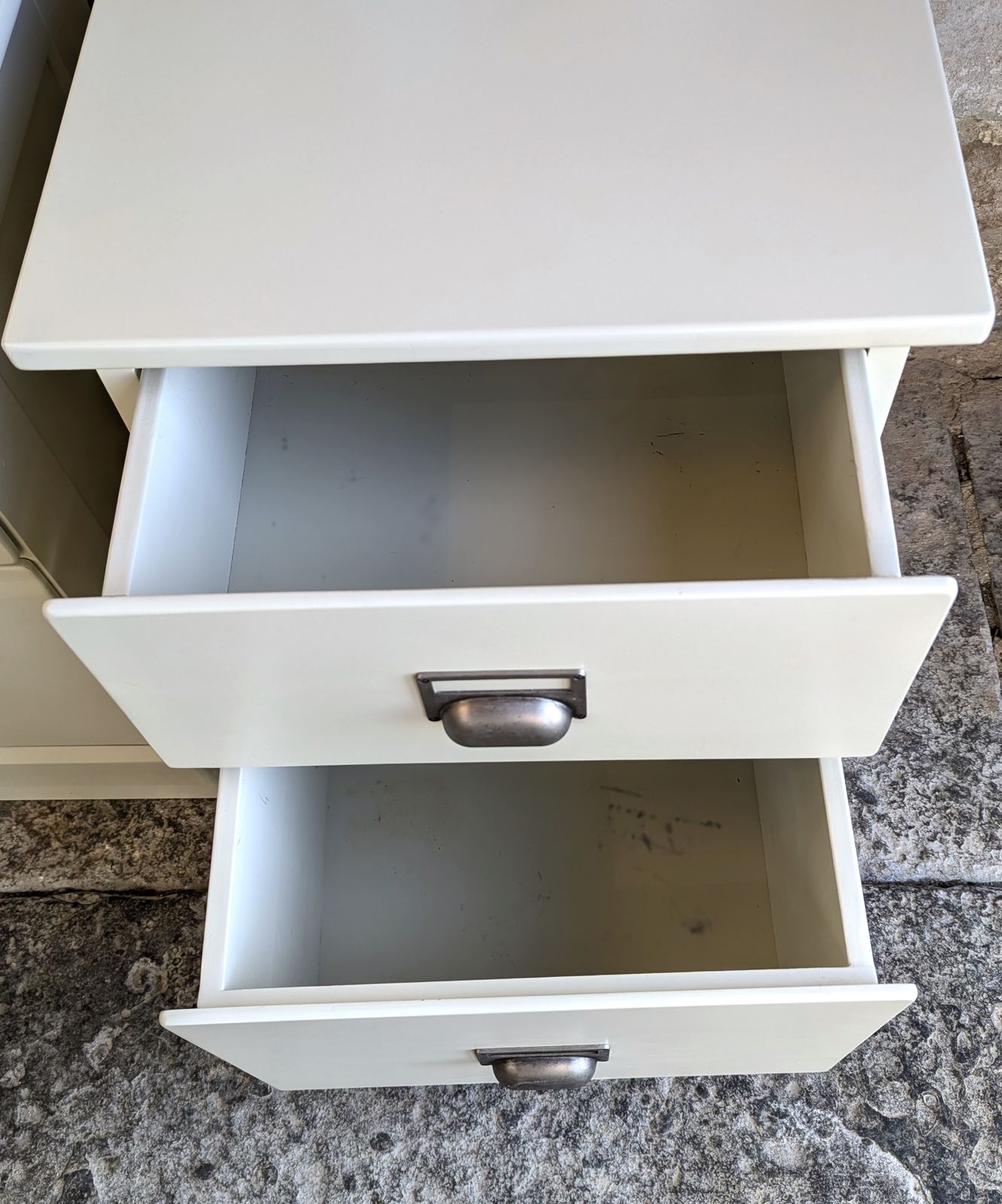 photo for sale Pair Painted Bedside Tables With Drawers   Off White/ Cream   Sku 140