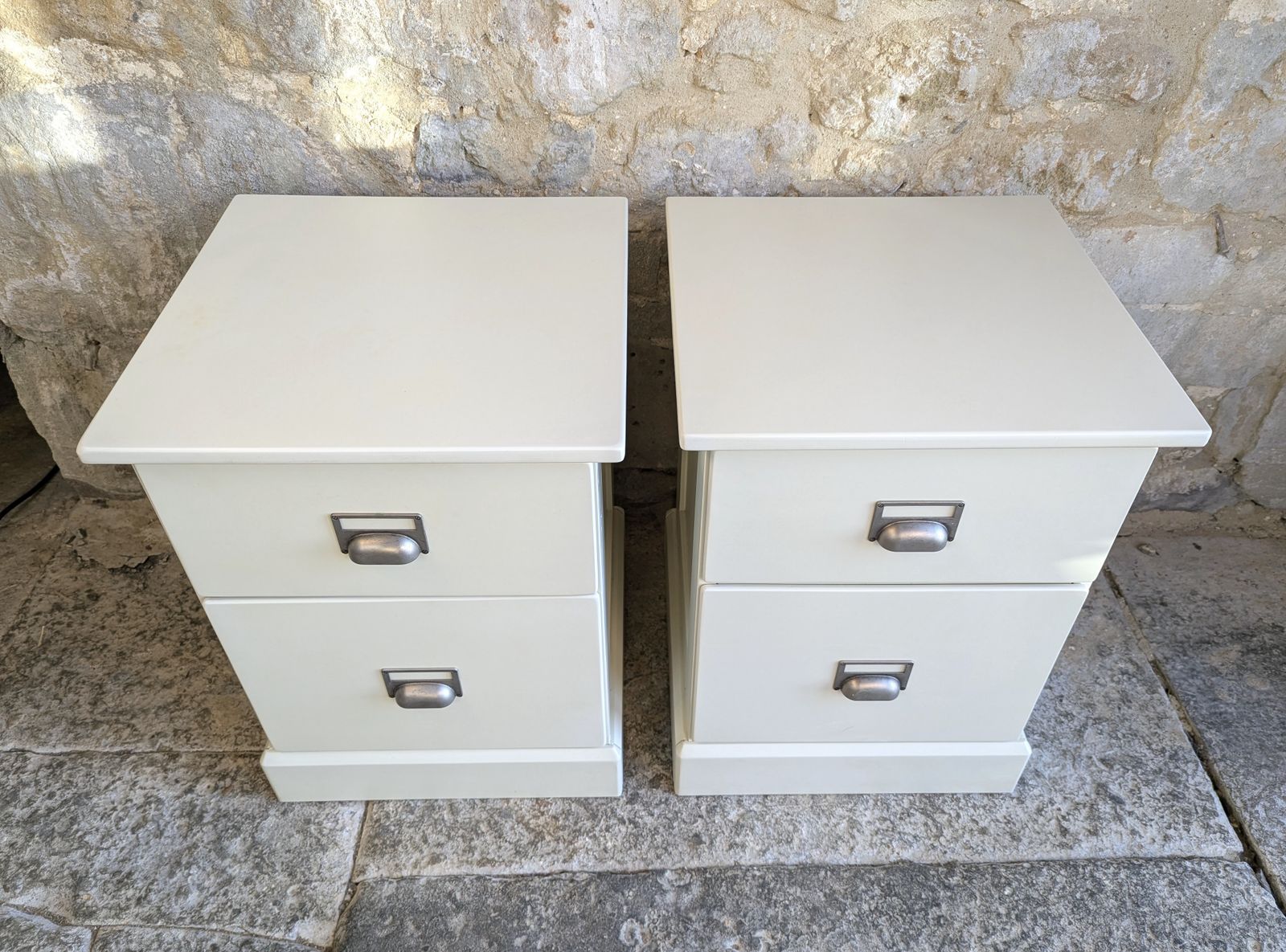 photo buy Pair Painted Bedside Tables With Drawers   Off White/ Cream   Sku 140