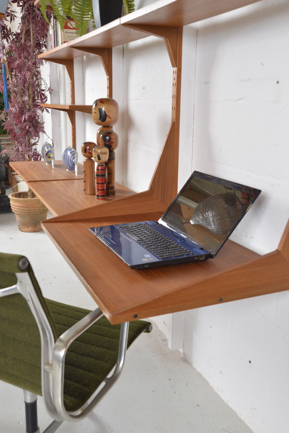 Midcentury Danish Teak 3 Bay Cado Modular Shelving System Desk By Poul Cadovius photo vintage