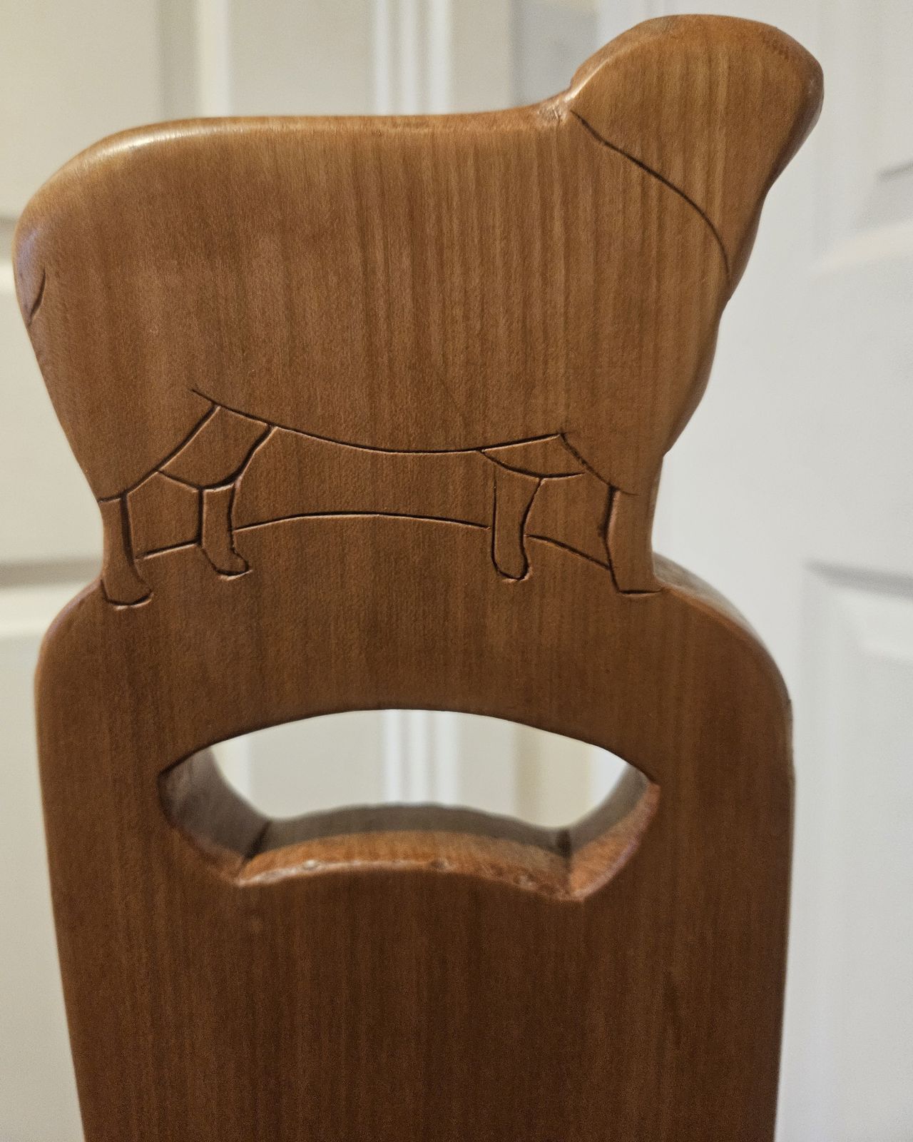 Carved Sheep Maplewood 3 Legged  Stool Mid Century 1990s photo for sale