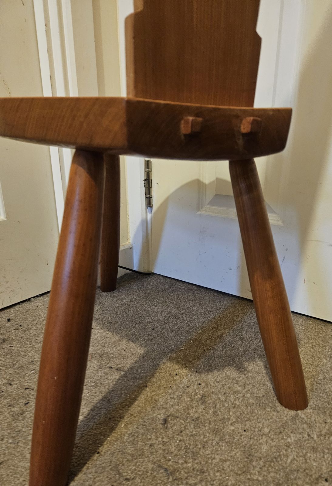 photo vintage Carved Sheep Maplewood 3 Legged  Stool Mid Century 1990s