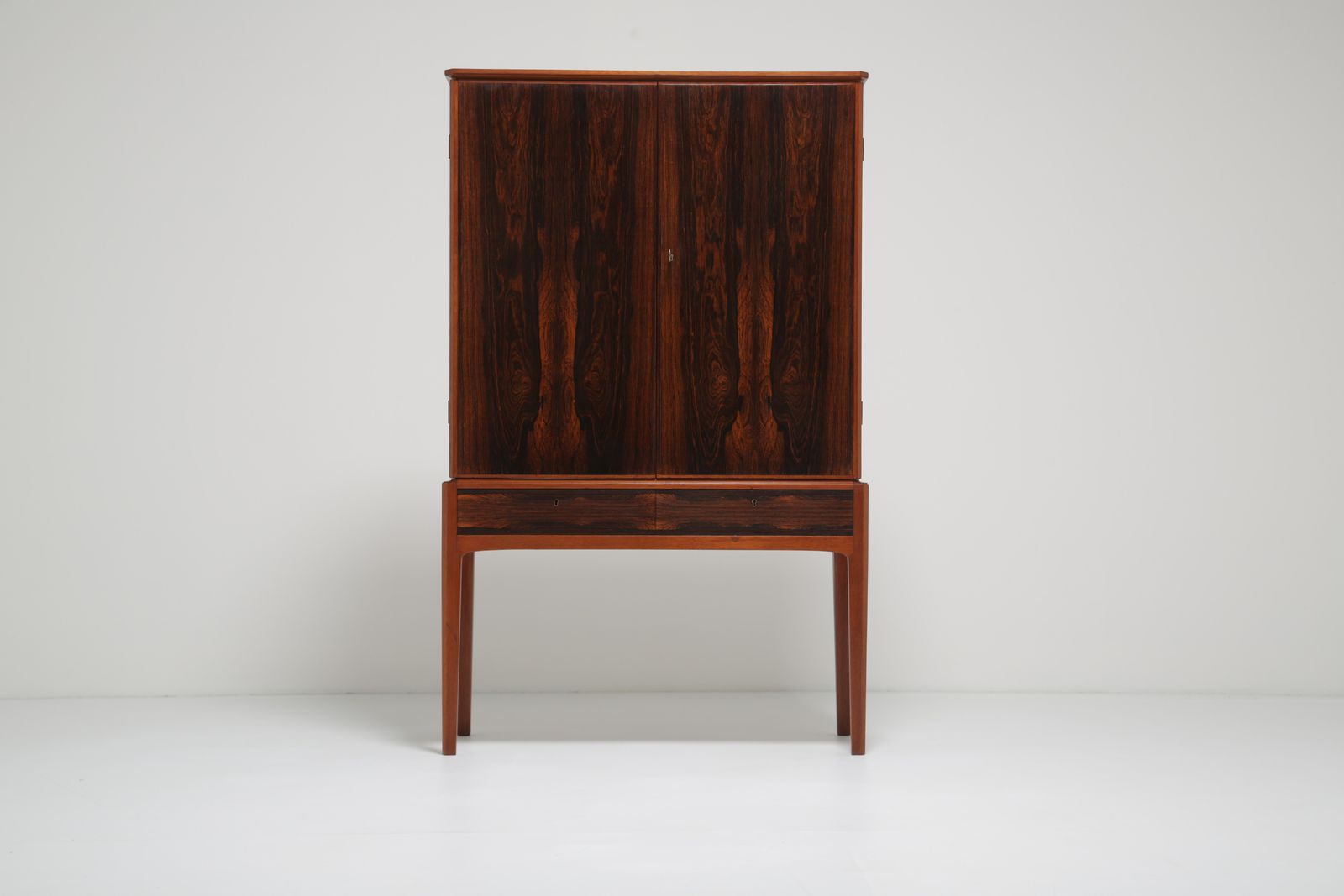 Rosewood Drinks Cabinet: Swedish Mid Century, Bookmatched Rosewood, Sweden, 1960s photo furniture
