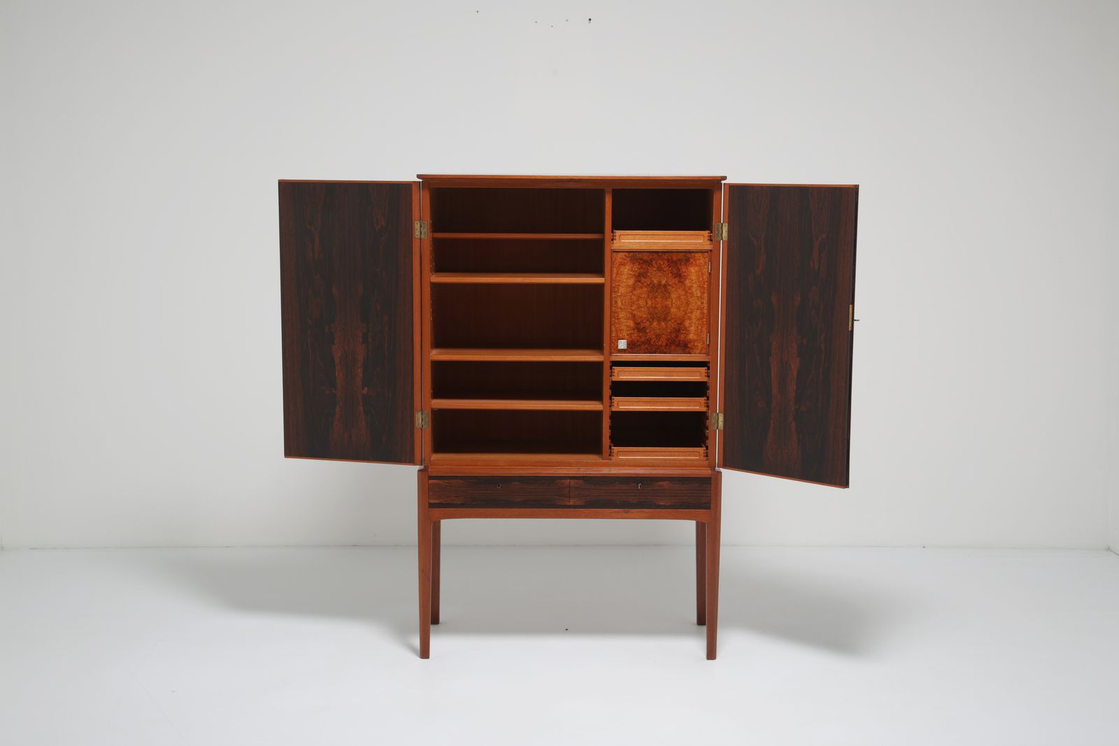 Rosewood Drinks Cabinet: Swedish Mid Century, Bookmatched Rosewood, Sweden, 1960s photo vintage