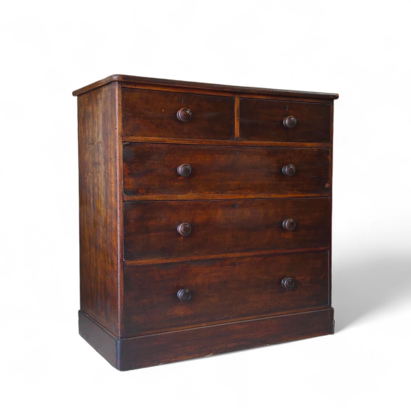 325.0 Antique Victorian Stained Pine Chest Of Drawers 2 Over 3 photo