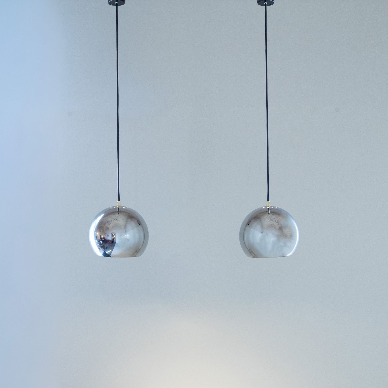 Mid   Century Modern Eye Ball Reggiani Pendant, Italy, Set Of Two