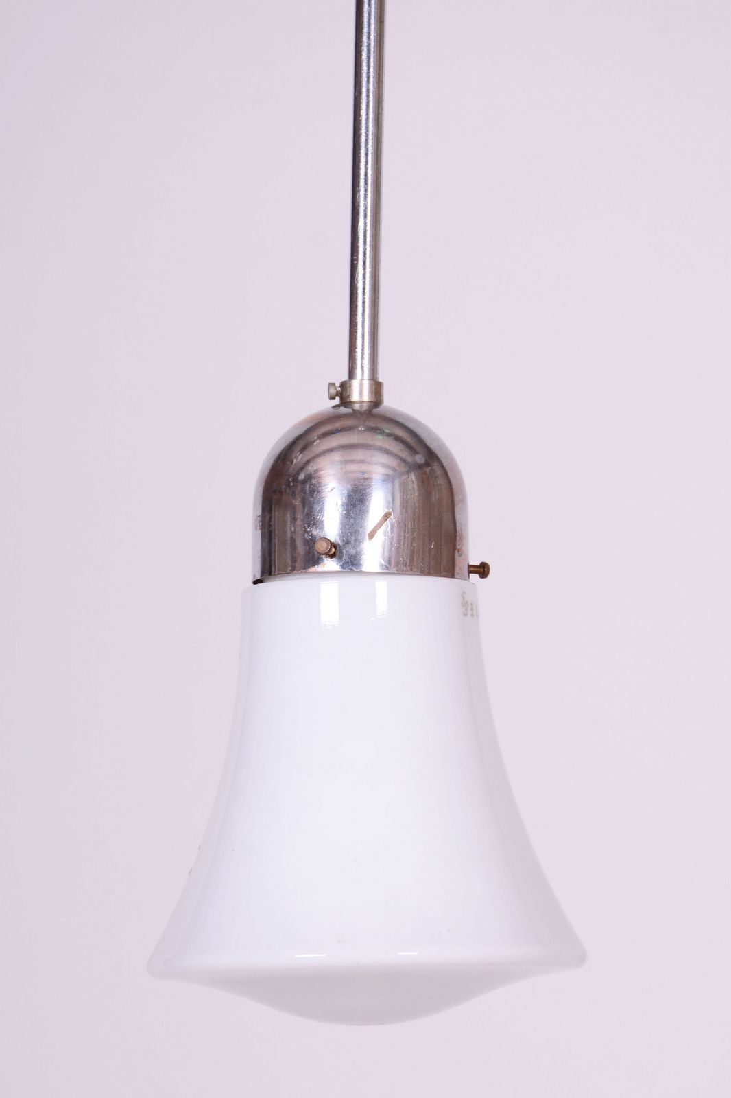 Restored Bauhaus Chandelier, By Napako, Chrome Plated Steel, Glass, Czech, 1930s photo furniture