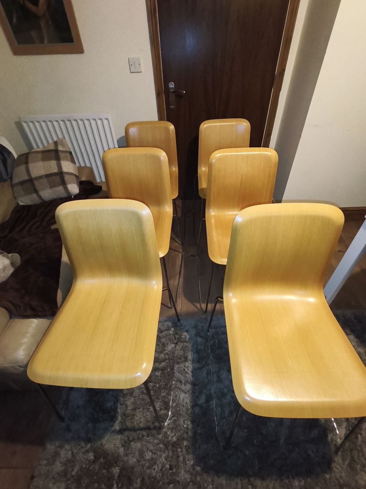 “Set Of 6 Lensvelt Lrc Chairs – Wiel Arets – Dutch Design – Bent Plywood & Chrome”