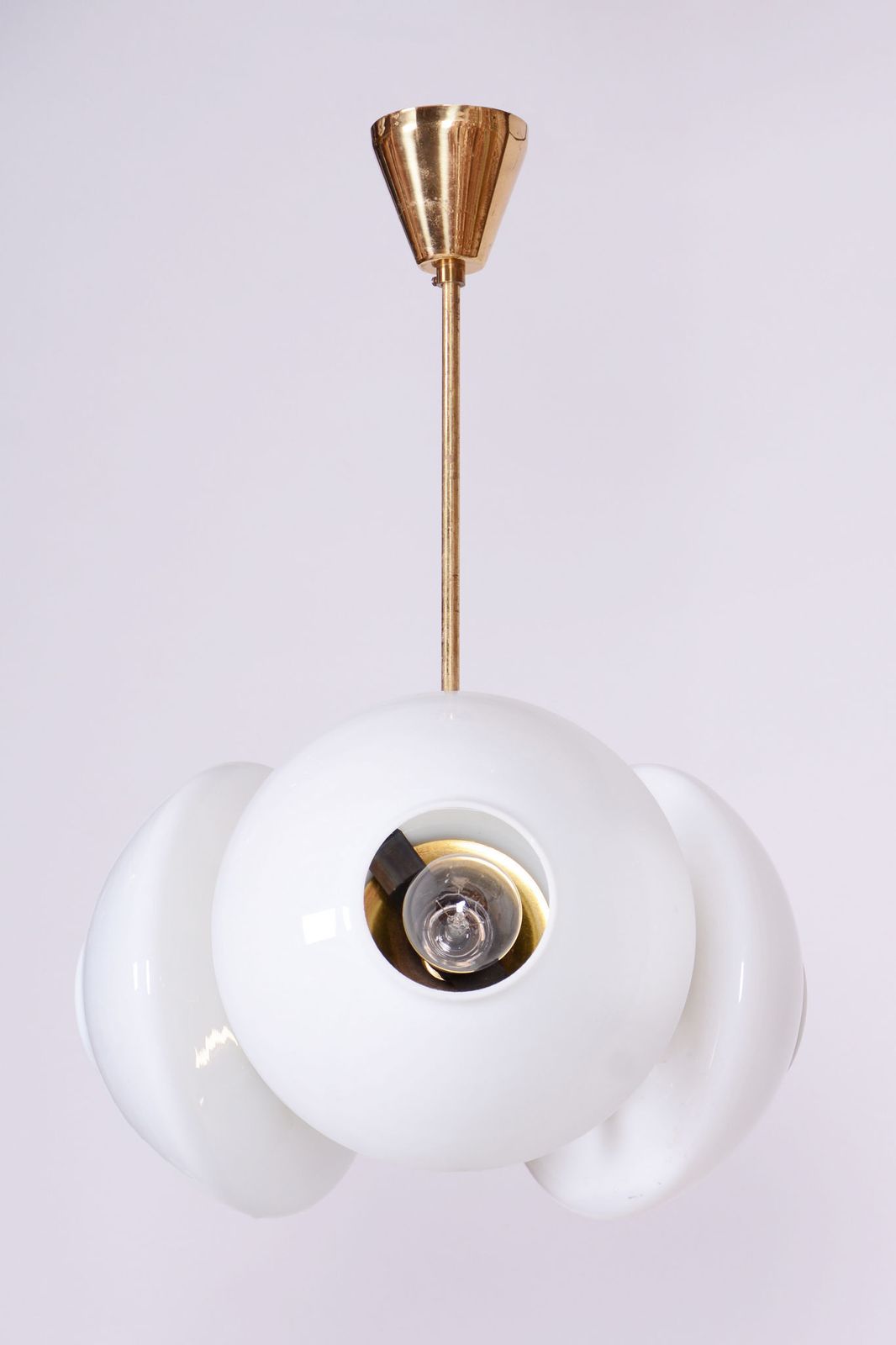 Restored Mid Century Chandelier, By Kamenický šenov, Brass, Glass, Czech, 1960s photo furniture
