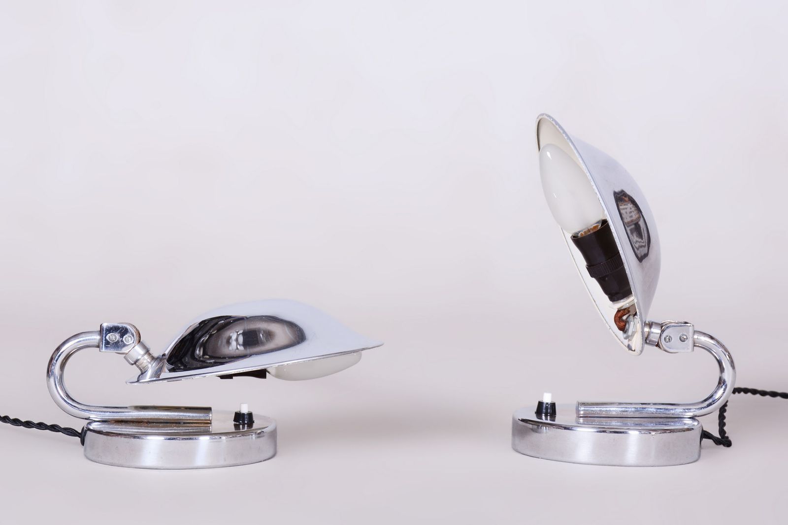 Pair Of Restored Bauhaus Table Lamps, By Napako, Chrome, Steel, Czech, 1920s photo Lighting