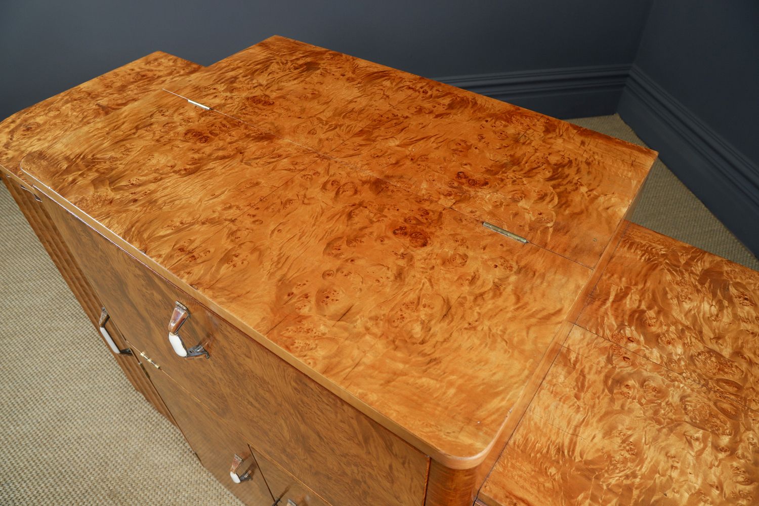 photo buy English Art Deco Satinwood & Electric Cocktail Cabinet By Harry & Lou Epstein (Circa 1930)
