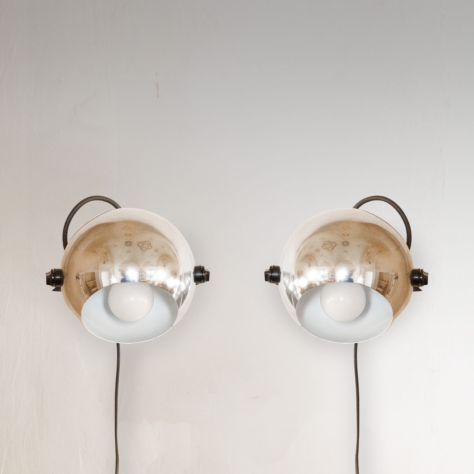 Pair Of Targetti Sankey "Alta Lite" Chromed Wall Sconces   Space Age Spotlights photo furniture