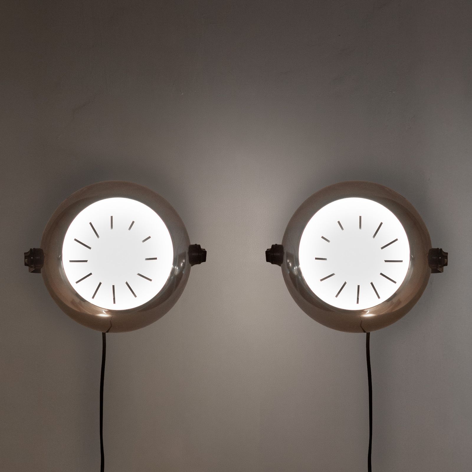 photo furniture Pair Of Targetti Sankey "Alta Lite" Chromed Wall Sconces   Space Age Spotlights