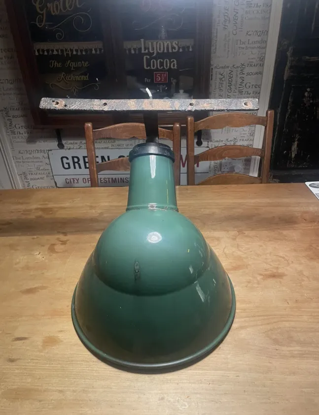Benjamin Electric Industrial Green Enamel Barn Factory Light 1940 50s photo buy