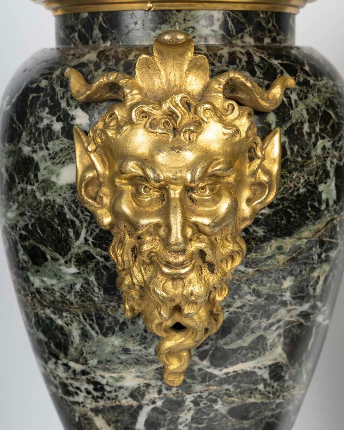 Pair Of Monumental Sea Green Marble And Gilded Bronze Cassolettes photo vinterior